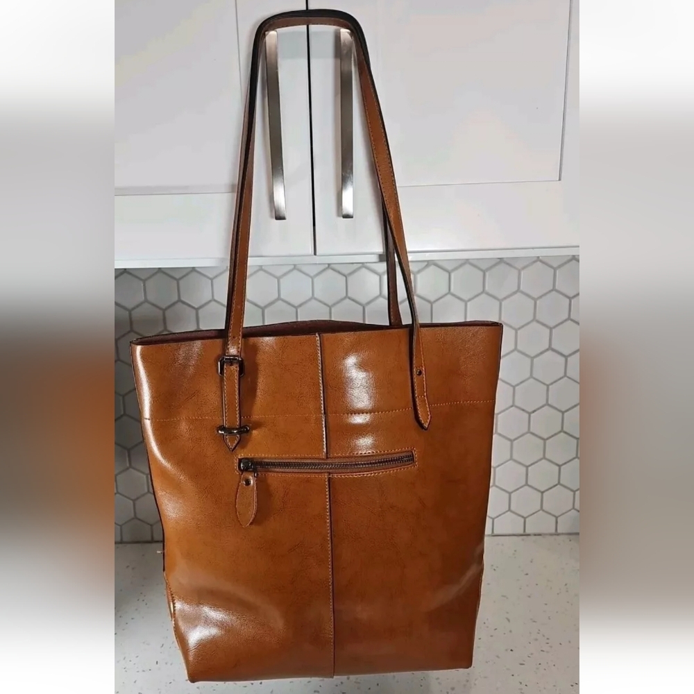 Fzone Tote Brown vintage Leather large hand bag
